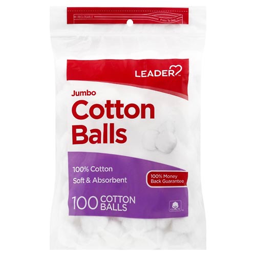 Image for Leader Cotton Balls, Soft & Absorbent, Jumbo,100ea from U SAVE DISCOUNT DRUGS